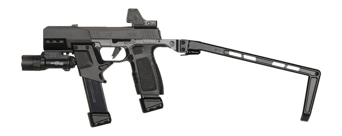 Tyrant CNC T.W.S. 365 Sig P365 Pistol Chassis - Gunmetal Aluminum/Polymer Folding Brace — view 3