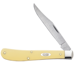 Case Slimline Trapper 3.25" Clip Point Folding Knife - Yellow Synthetic Handle — view 3