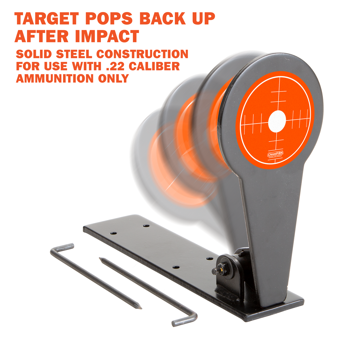 Champion Targets 40881 Gong Popper Rimfire 22 LR Steel Standing Target with Ground Stakes — view 3