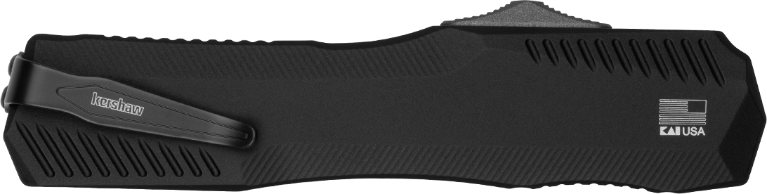 Kershaw Livewire 9000T 3.30" OTF Automatic Tanto Plain Black DLC CPM MagnaCut - Black Anodized Aluminum Knife — view 3