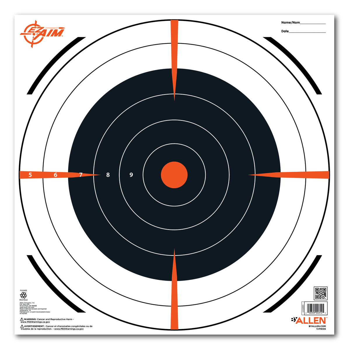 EZ-Aim 15334 Bullseye Hanging Paper Target 12" x 12" Black/White 13 Pack — view 3