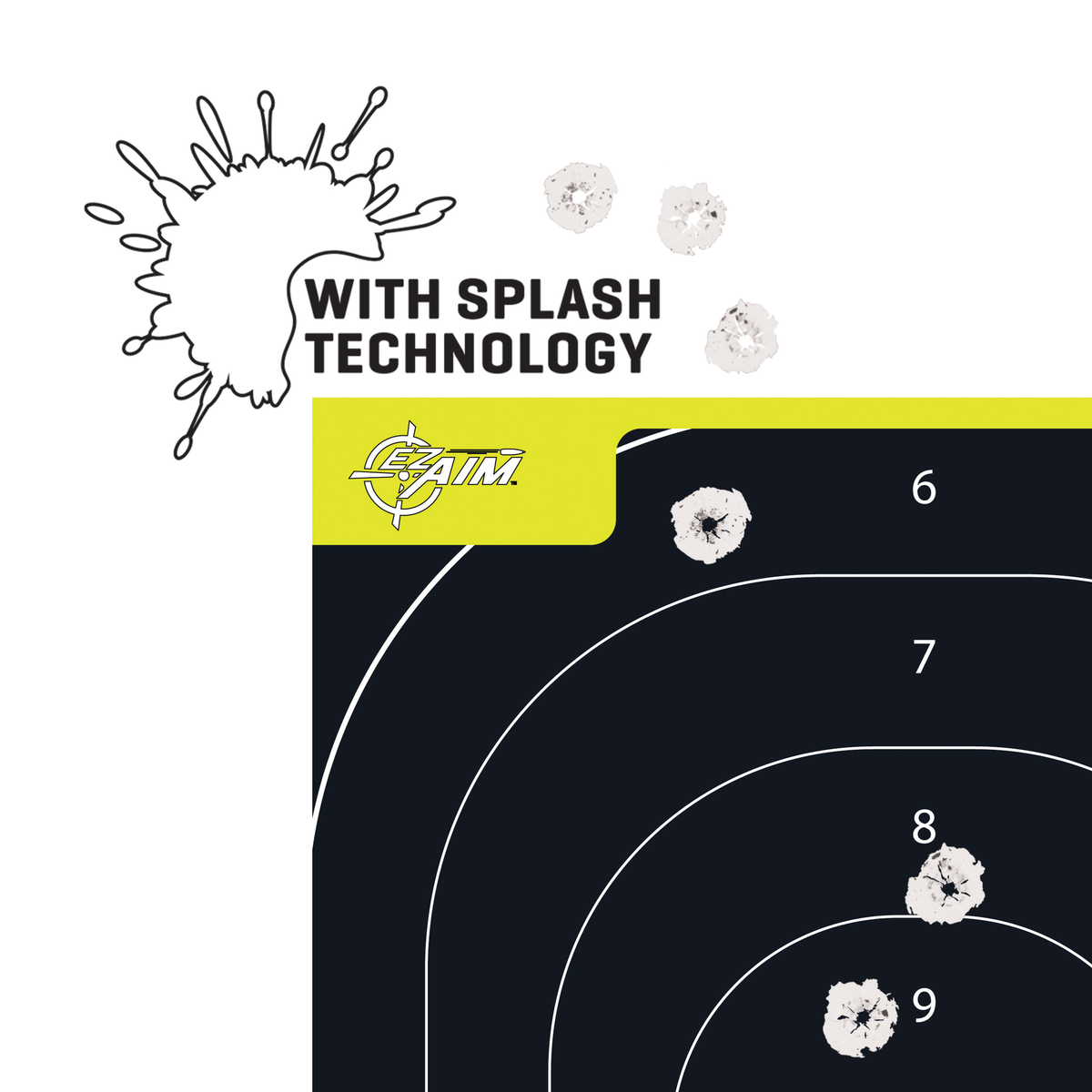 EZ-Aim Splash Reactive IPSC Silhouette Paper Hanging Target 12.5" x 18.25" Chartreuse/Black - 30 Pack — view 3