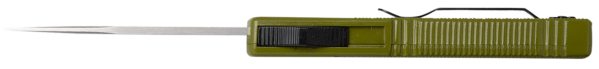 CobraTec Knives Lightweight 3.25" OTF Drop Point Plain D2 Steel OD Green Aluminum Handle — view 3