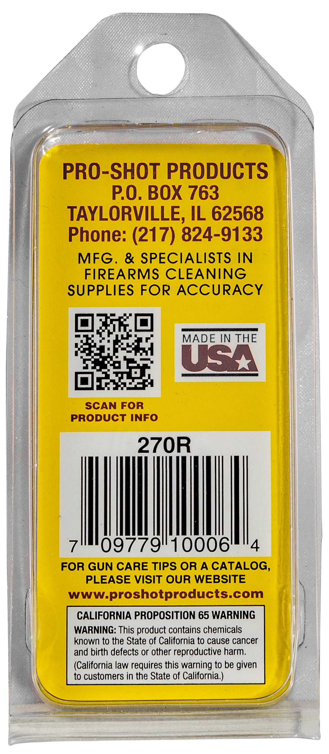 Pro-Shot 270R Bore Brush .270 Cal Rifle #8-32 Thread Bronze Bristles Brass Core — view 3