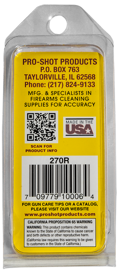 Pro-Shot 270R Bore Brush .270 Cal Rifle #8-32 Thread Bronze Bristles Brass Core — view 3