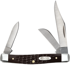 Case 00081 Small Stockman 2"/1.5"/1.49" Folding Clip/Sheepfoot/Pen Plain - Brown Jigged Synthetic — view 3