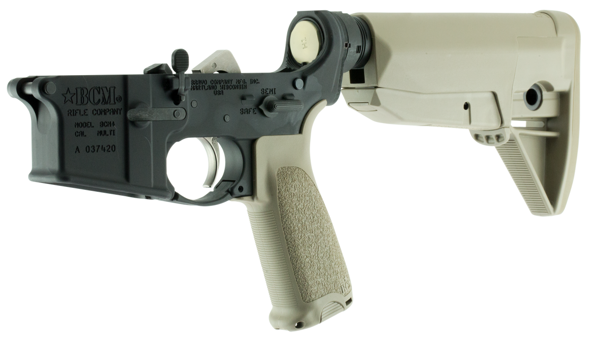 BCM LRG-STK-MOD-0 Lower MOD 0 Multi-Caliber AR-Platform 7075-T6 Aluminum Black Cerakote Flat Dark Earth Pistol Grip & Stock - Semi-Complete Lower — view 3