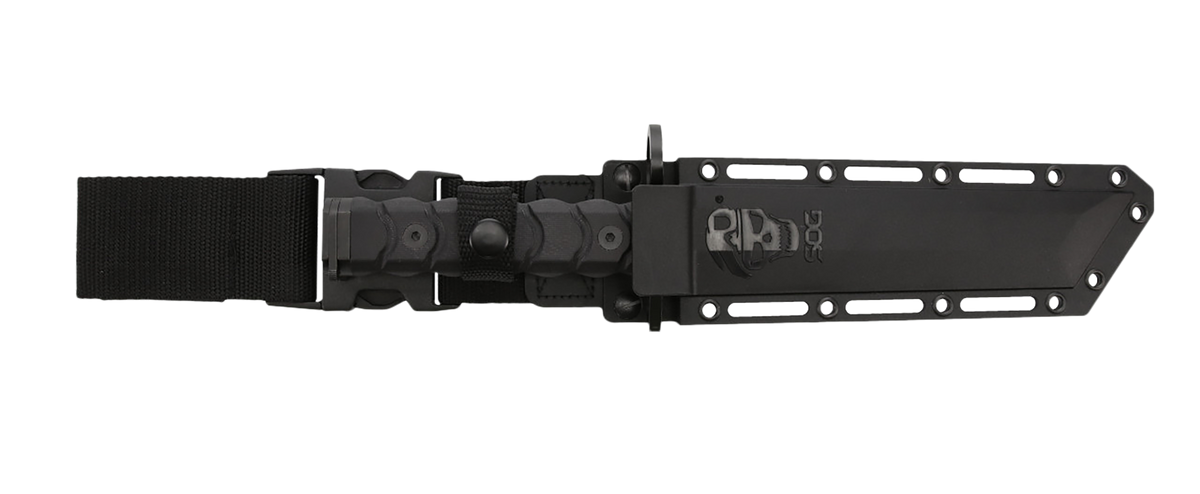 S.O.G Bayonet 7" Fixed Tanto Plain Edge AUS-8 Black G-10 Handle — view 3