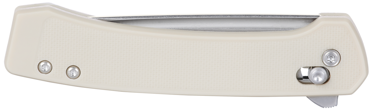 Columbia River 7075S Q Compact 3.05" Folding Drop Point Plain Stonewashed 14C28N Steel White GRN Knife — view 3