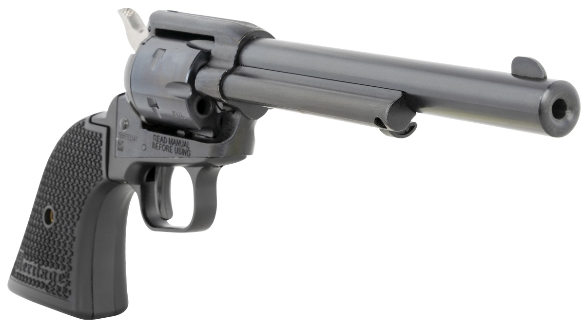 Heritage Mfg Rough Rider 22 LR/22 WMR 6.50" 6-Shot SAO Revolver - Black Cerakote/Polymer Grip — view 3