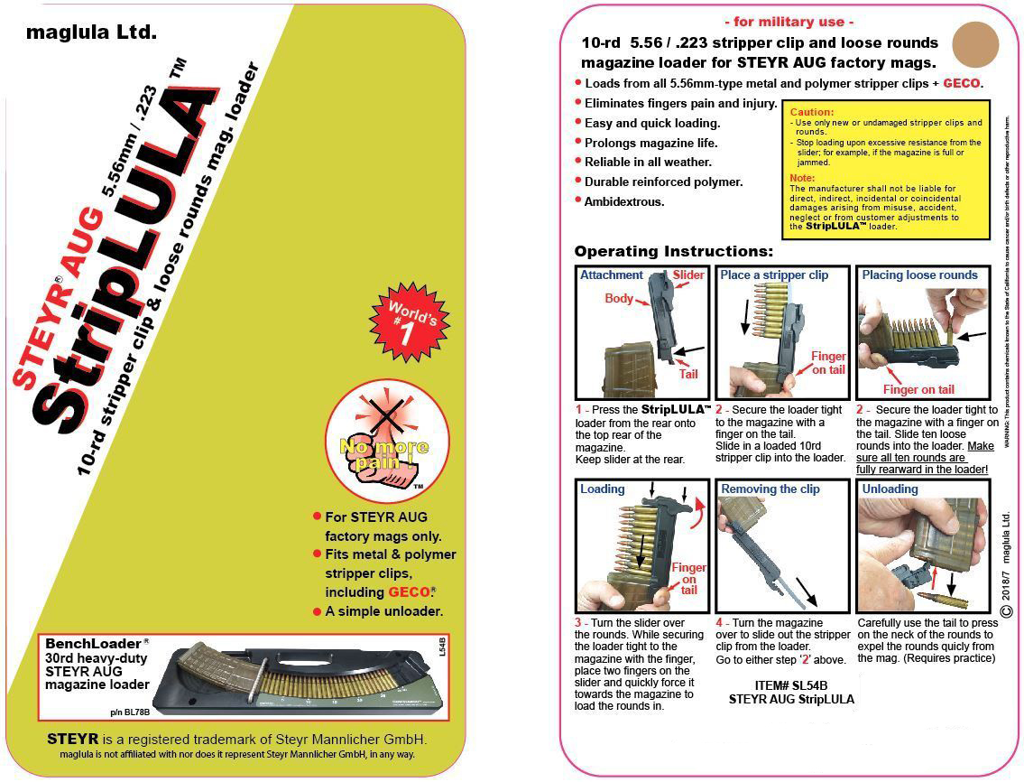 Maglula LU54B StripLULA .223 Rem/5.56x45mm NATO 10-Rd Steyr AUG Magazine Loader - Black Polymer — view 3