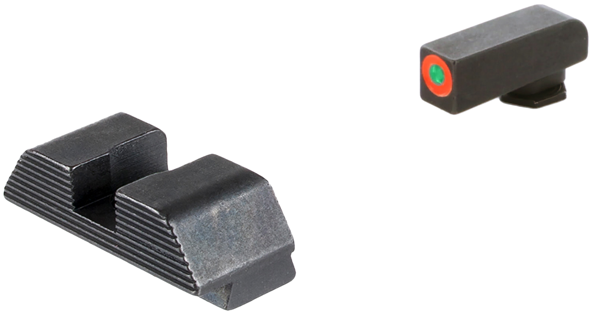AmeriGlo GL433 Protector Sight Set for Glock - Green Tritium Orange Outline Front / Black Serrated Rear — view 3