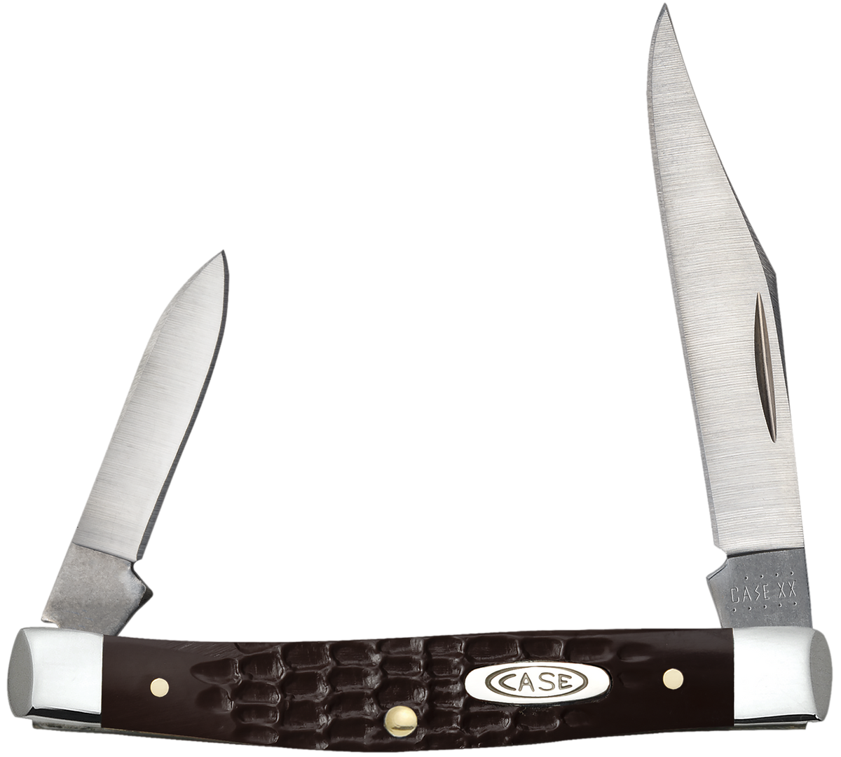Case 00083 Pen Small 2"/1.47" Folding Clip/Pen Plain As-Ground Stainless Steel Brown Jigged Synthetic Handle — view 3