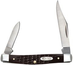 Case 00083 Pen Small 2"/1.47" Folding Clip/Pen Plain As-Ground Stainless Steel Brown Jigged Synthetic Handle — view 3