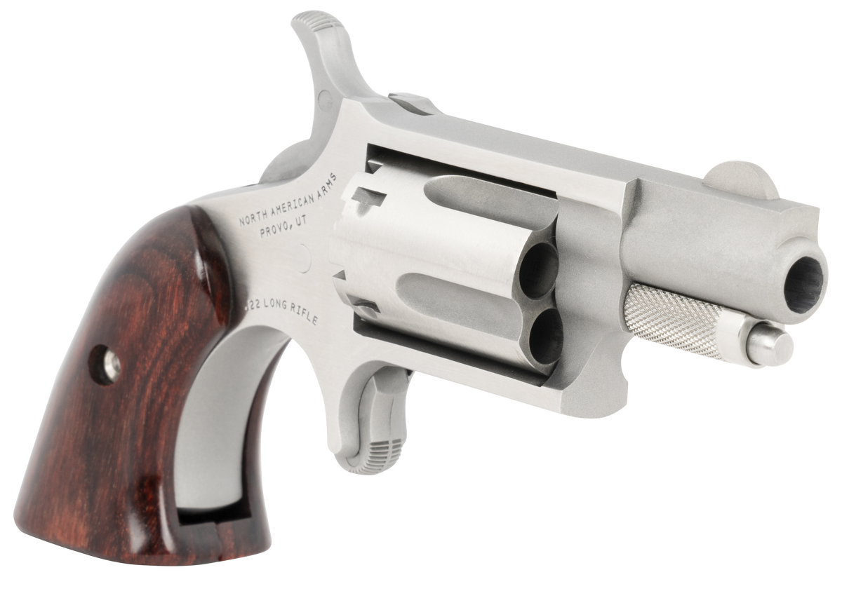 North American Arms 22LRGBG Mini-Revolver 22 LR 1.13" 5rd Stainless Steel, Wood Boot Grip — view 3
