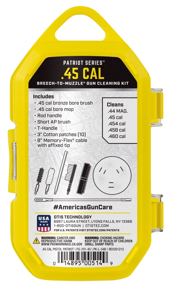Otis Patriot 45 Cal Pistol Cleaning Kit 15-Piece - Yellow Plastic Box — view 3