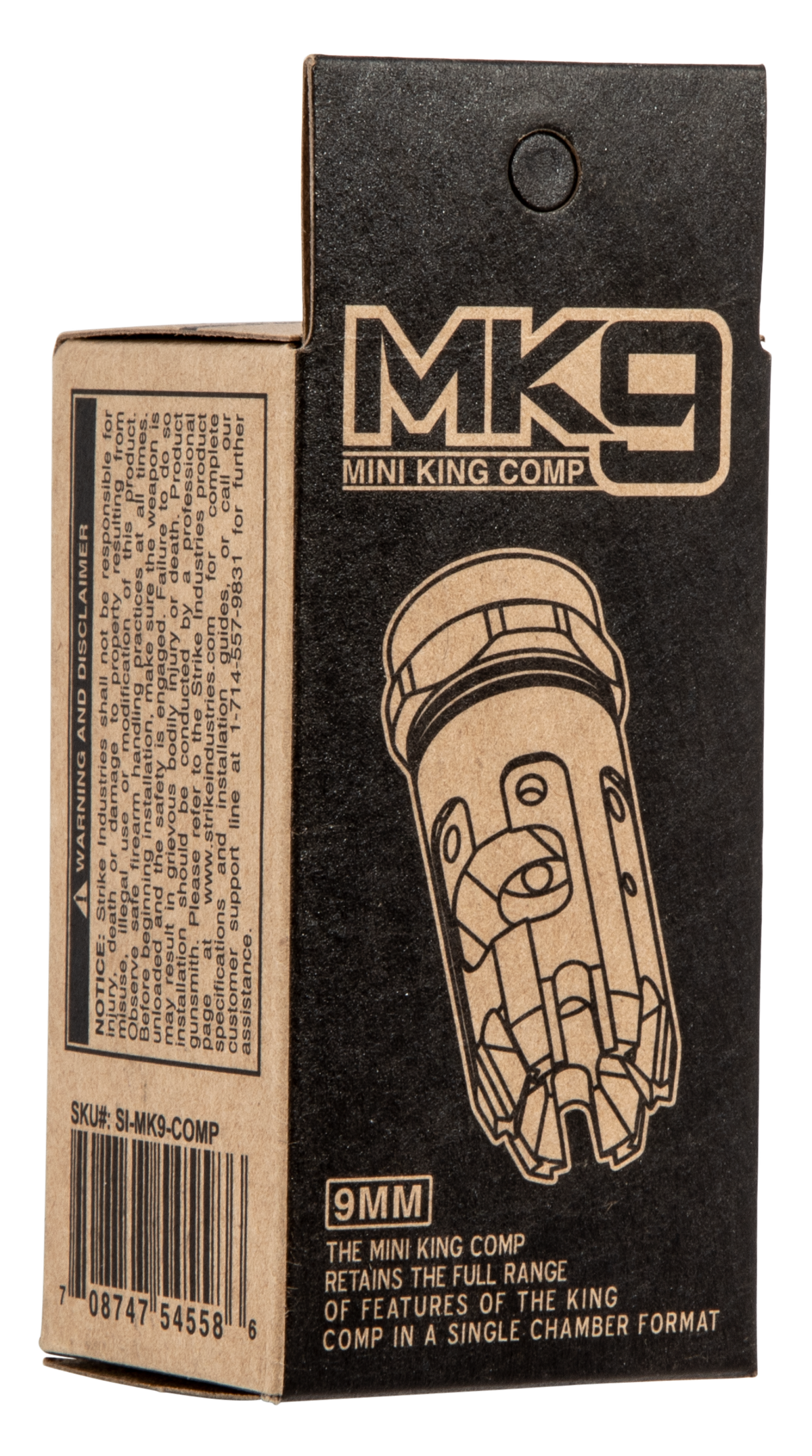 Strike Industries MK9COMP Mini King 9mm Luger 1/2x28 Black Steel AR-Platform Compensator — view 3