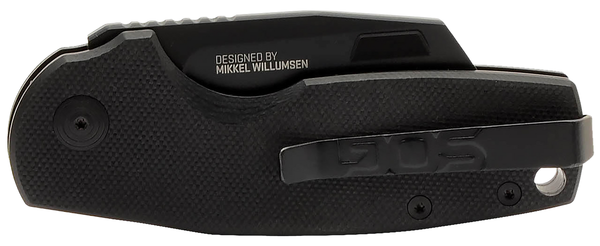 S.O.G Stout SJ 2.40" Folding Cleaver Plain Stonewashed Cryo D2 Steel Blade Black Textured G10 Handle — view 3
