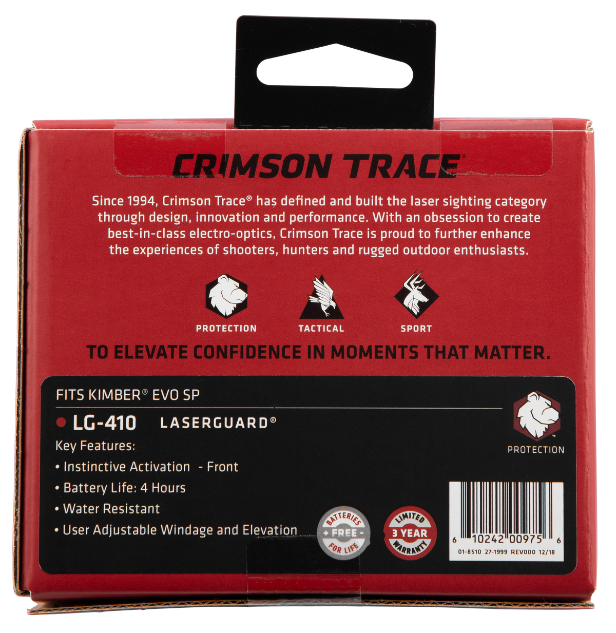 Crimson Trace LG-410 Lasergrips Red Laser Sight for Kimber EVO SP - Black Polymer — view 3