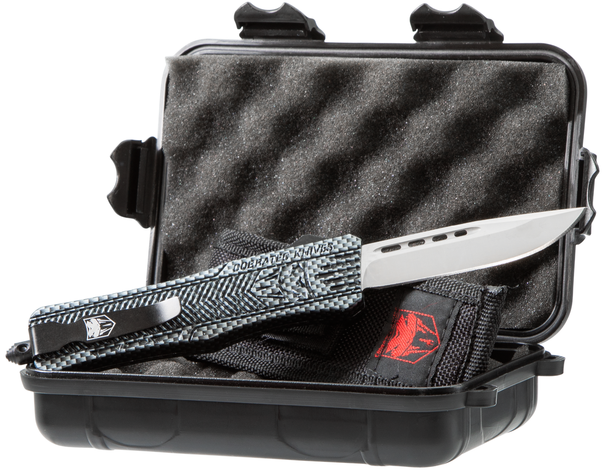 CobraTec CTK-1 Medium 3" OTF Drop Point Plain D2 Steel Carbon Fiber Aluminum Handle — view 3