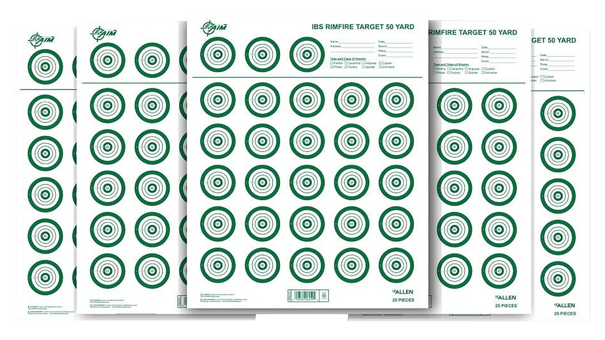 EZ-Aim Official IBS Rimfire Target 14" x 17" Non-Adhesive Paper Hanging White/Green 25 Pack — view 3