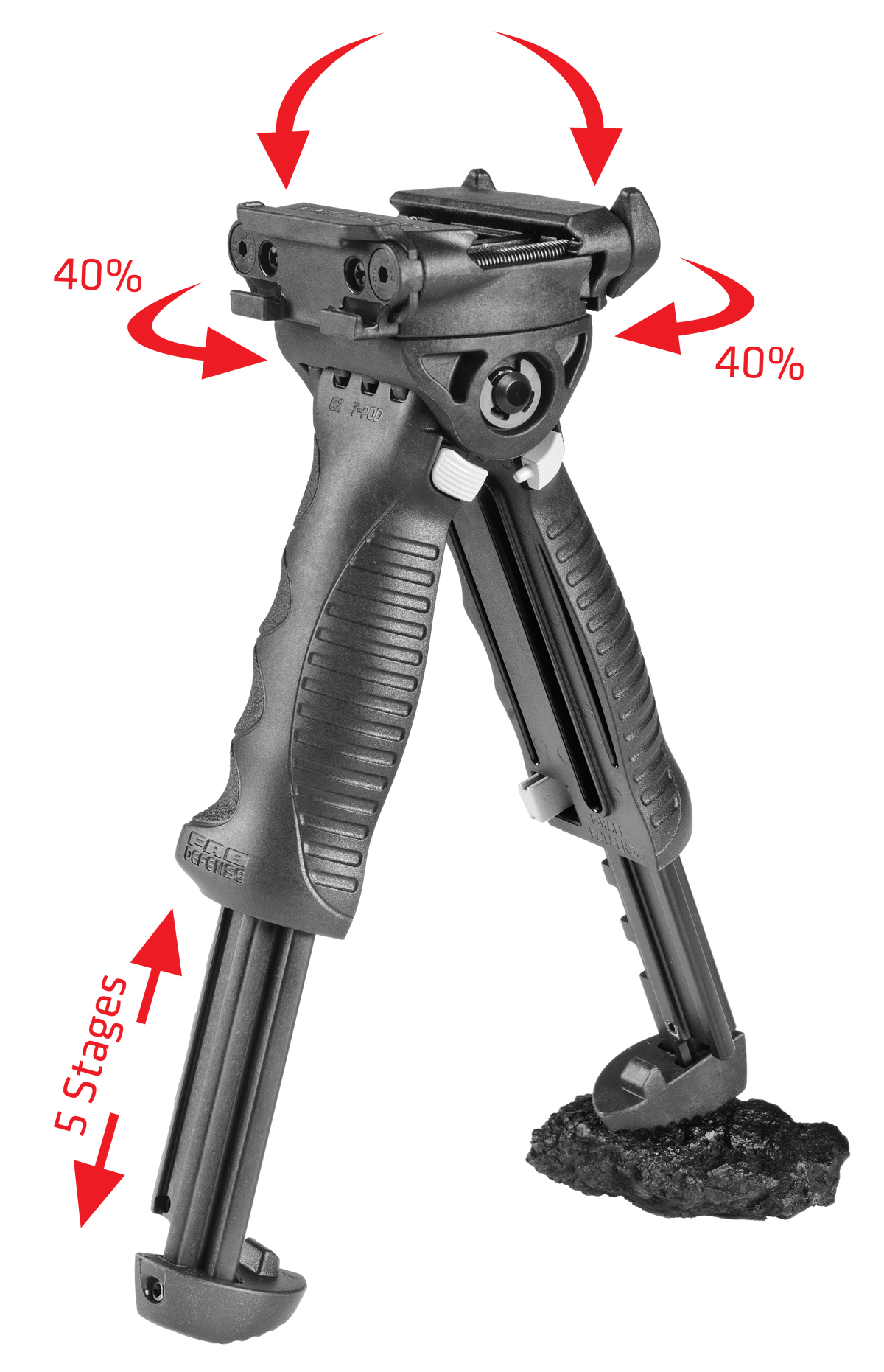 FAB Defense T-Pod G2 Rotating Foregrip & Bipod 5-Position Polymer Black — view 3