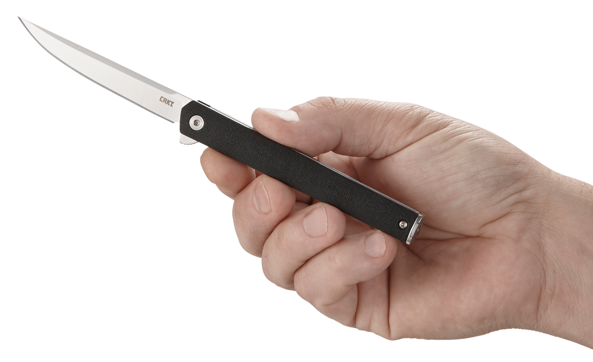 Columbia River 7097 CEO 3.35" Folding Plain Satin AUS-8A Black GRN Flipper Knife — view 3