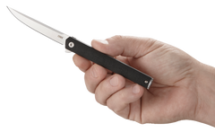 Columbia River 7097 CEO 3.35" Folding Plain Satin AUS-8A Black GRN Flipper Knife — view 3