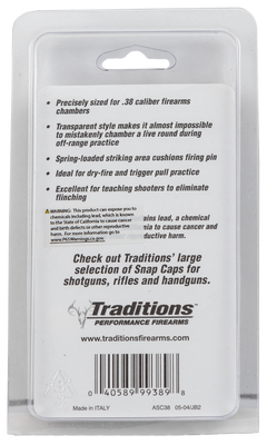 Traditions ASC38 Snap Caps 38 Special Plastic w/Brass Base 6-Pack — view 3