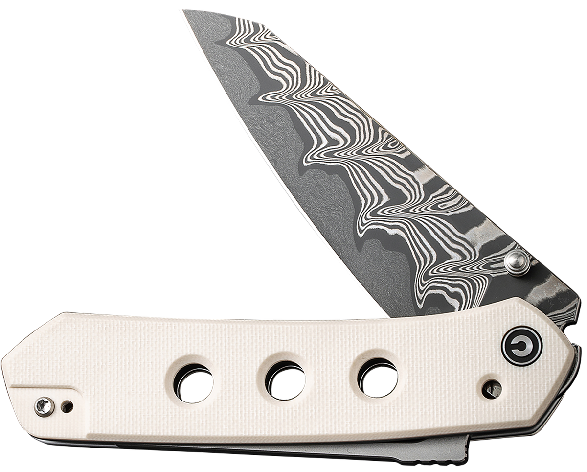 Civivi Knives Vision FG 3.54" Folding Reverse Tanto Plain Damascus Blade - Ivory G10 Handle — view 3