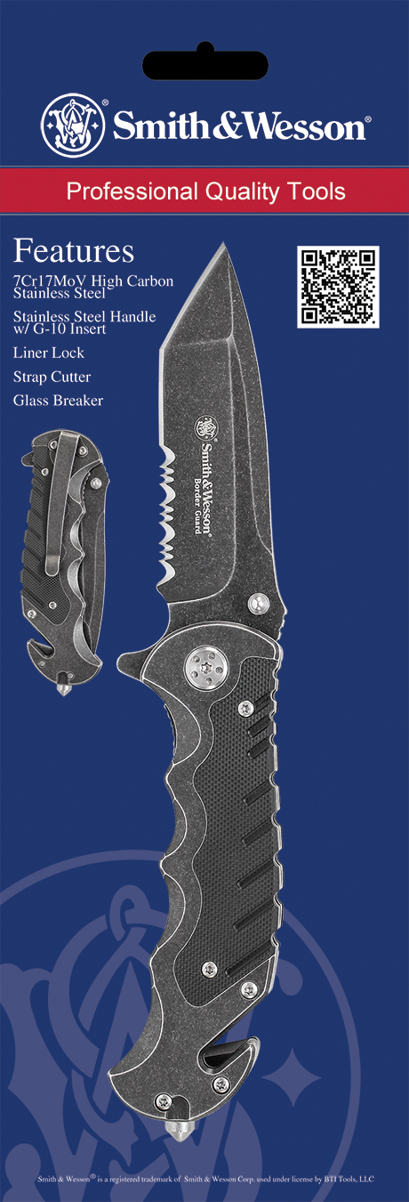 Smith & Wesson Knives Border Guard 3.5" Folding Part Serrated Stainless Steel Aluminum/G10 Handle — view 3