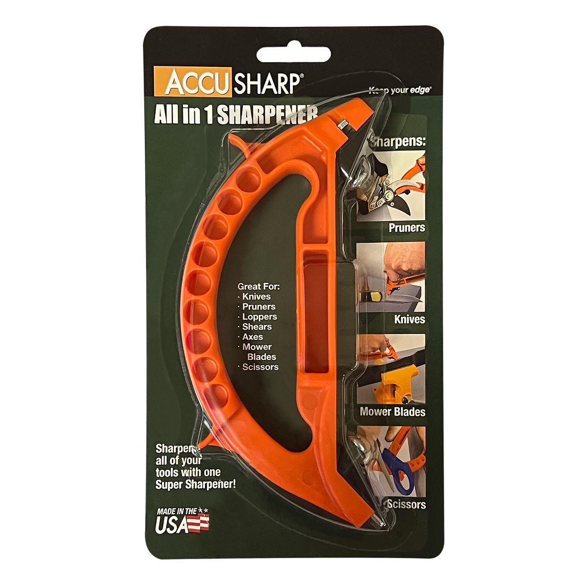 AccuSharp 102C 4-in-1 Pruner, Knife & Tool Sharpener Diamond Tungsten Carbide Red — view 3