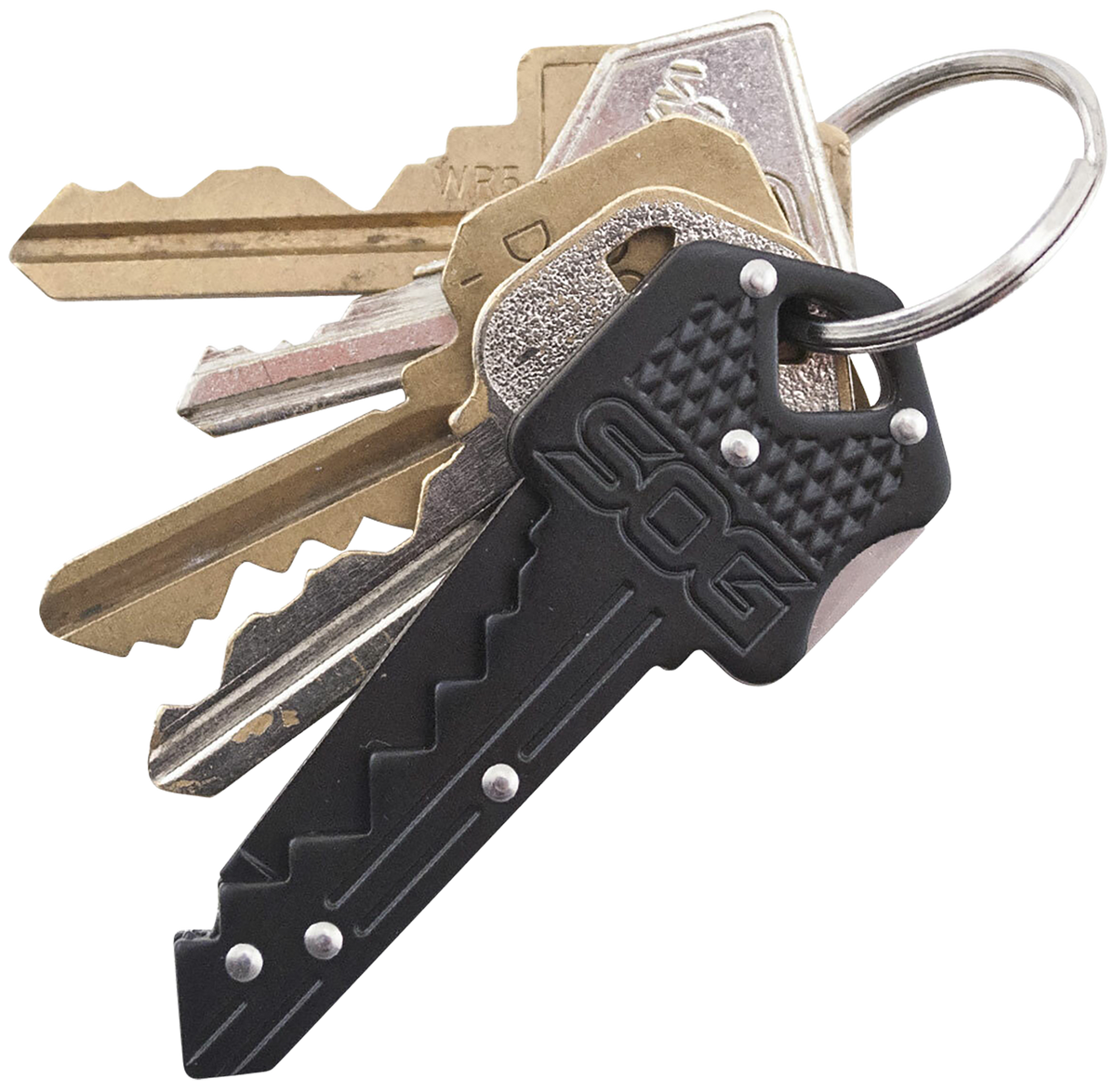 S.O.G Key Knife 1.5" Folding Plain Drop Point 5Cr13MoV SS Black Handle — view 3