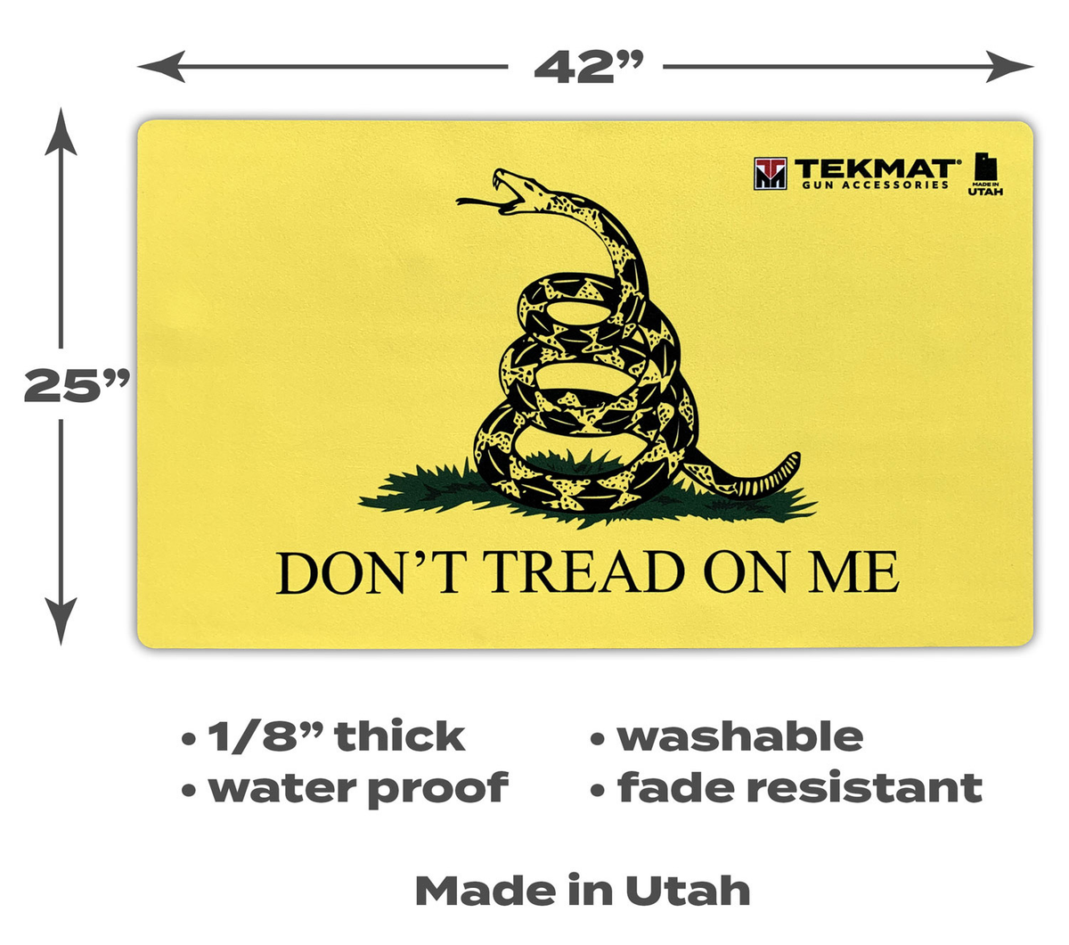 TekMat Don't Tread on Me Door Mat Black/Yellow Rubber 25" x 42" — view 3