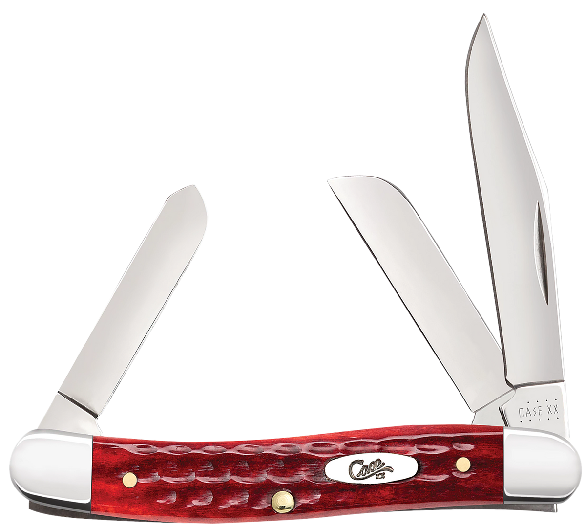 Case Medium Stockman 3-Blade 2.57"/1.88"/1.71" Folding Knife - Pocket Worn Old Red Bone — view 3