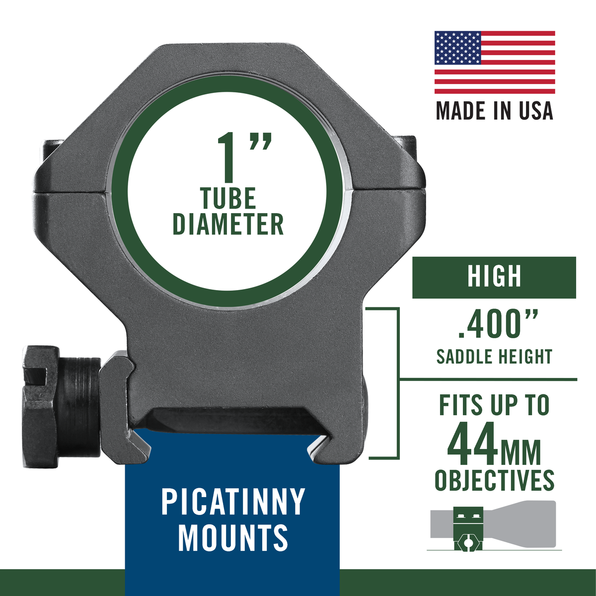 Weaver Mounts 99689 Six-Hole Picatinny Rings 1" High Matte Black Aluminum — view 3