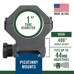 Weaver Mounts 99689 Six-Hole Picatinny Rings 1" High Matte Black Aluminum — view 3