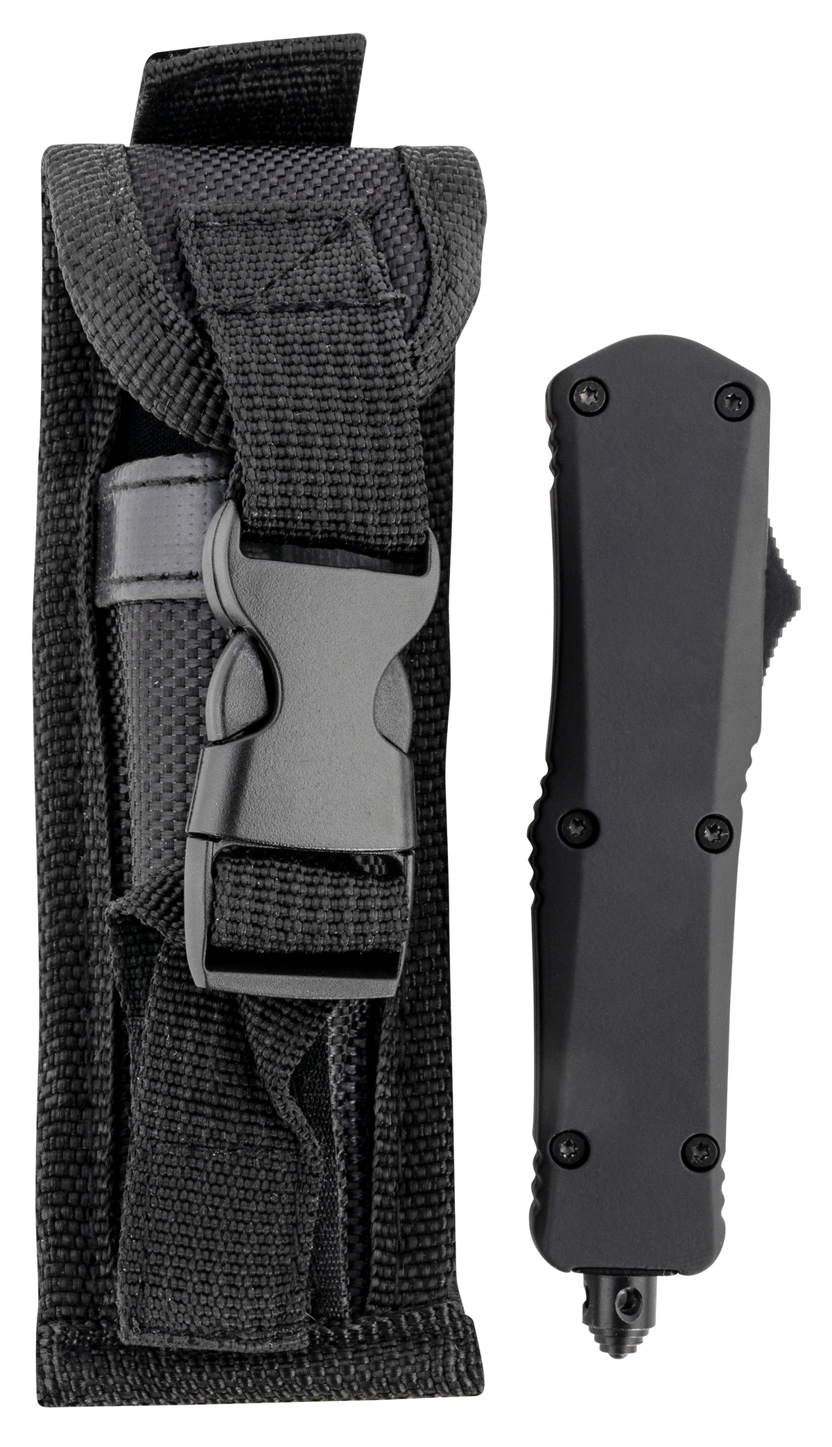 Templar Knife SBR131 Gen II Small 2.69" OTF Dagger Plain 440C Black Oxide Stonewashed SS Blade 4.31" Black Aluminum/Rubber Handle — view 3