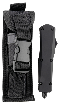 Templar Knife SBR131 Gen II Small 2.69" OTF Dagger Plain 440C Black Oxide Stonewashed SS Blade 4.31" Black Aluminum/Rubber Handle — view 3
