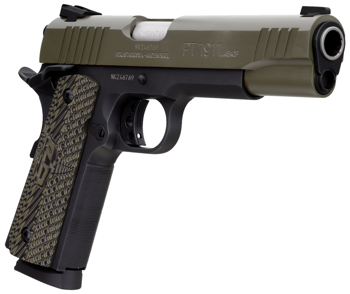 Taurus 1911 45 ACP 5" 8+1 SAO Pistol - Matte Black Frame / Green Cerakote Slide — view 3