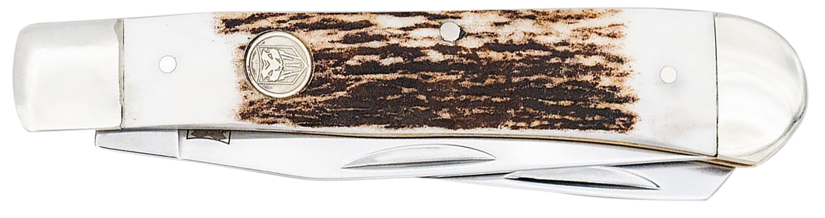 CobraTec Knives Trapper Folding 2.88" Clip Point / 2.94" Spey VG-10 SS Stag Bone — view 3