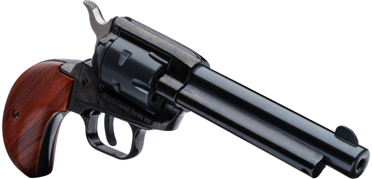 Heritage Mfg Rough Rider 22 LR/22 WMR 4.75" 6-Shot SAO Revolver - Cocobolo Bird Head Grip - Black — view 3