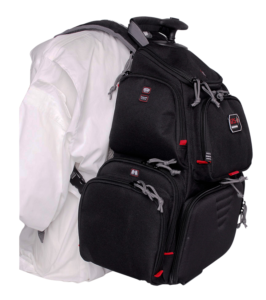 G*Outdoors 1711ROBP Handgunner Rolling Range Backpack Black 600D Polyester 4 Handguns — view 3