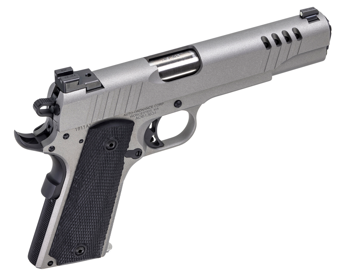 Auto Ordnance 1911 A1 45 ACP 5" 7+1 SAO Pistol - Savage Silver Cerakote — view 3