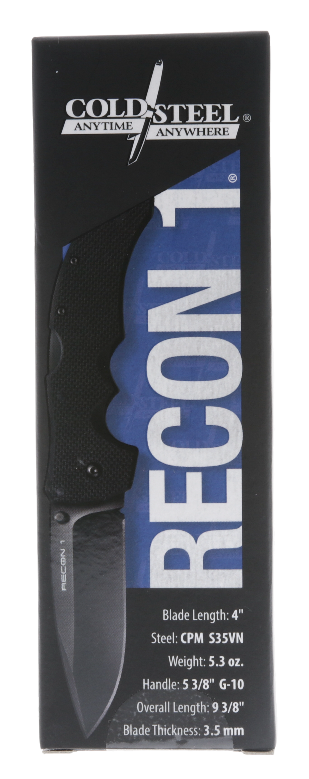 Cold Steel Recon 1 4" Folding Spear Point Plain Edge DLC S35VN Blade Black G10 Handle — view 3