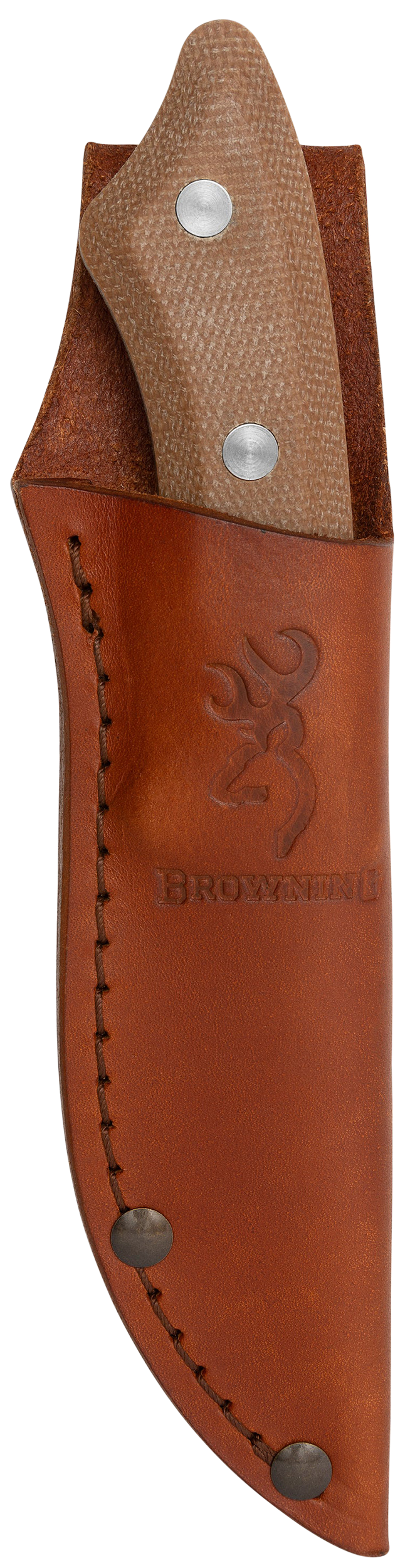 Browning Guide Series Small 3" Fixed Drop Point Plain Edge Satin 14C28N SS Blade Brown Micarta Handle — view 3