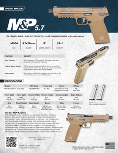 Smith & Wesson M&P 5.7 5.7x28mm 5" 22+1 Semi-Auto Pistol - FDE — view 3