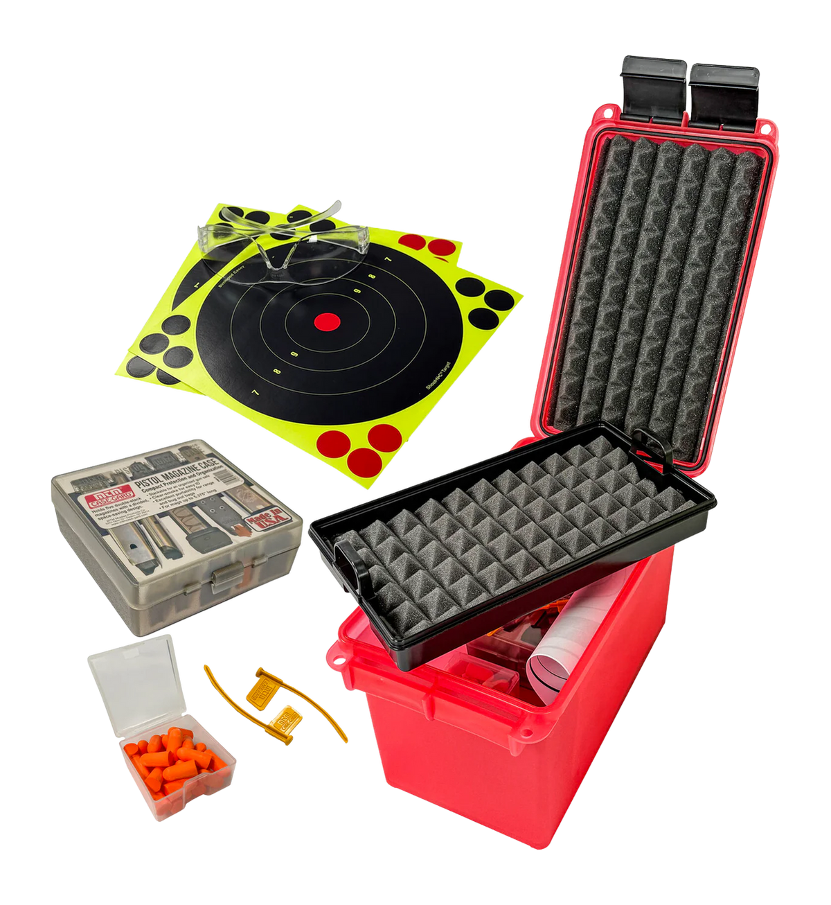 MTM PRK Pistol Range Kit Clear Red - Foam Handgun Tray & 5-Mag Case — view 3