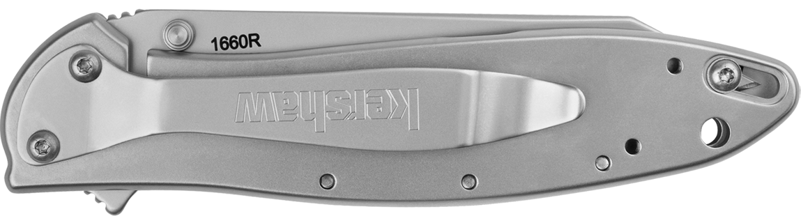 Kershaw Leek 1660R Random 3" Folding Reverse Tanto Plain 14C28N Bead Blasted - Silver Stainless Steel Handle — view 3
