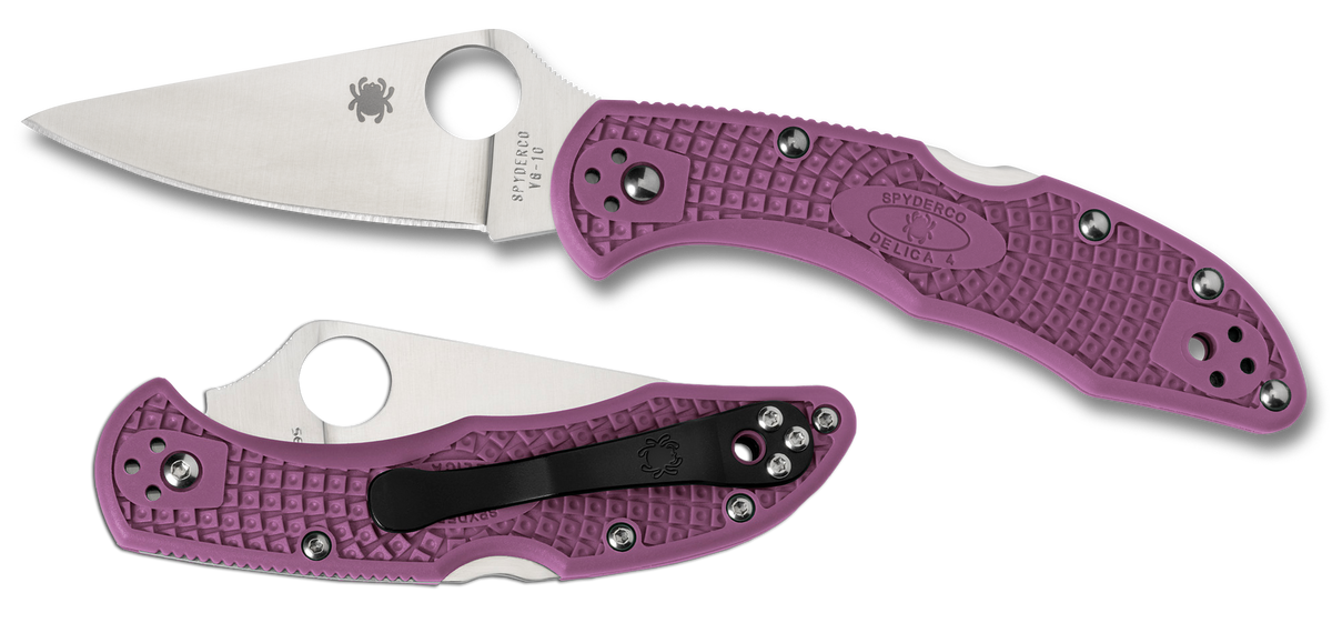 Spyderco Delica 4 Lightweight 2.88" VG-10 Drop Point Plain Purple FRN Folding Knife — view 3
